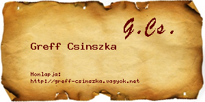 Greff Csinszka névjegykártya